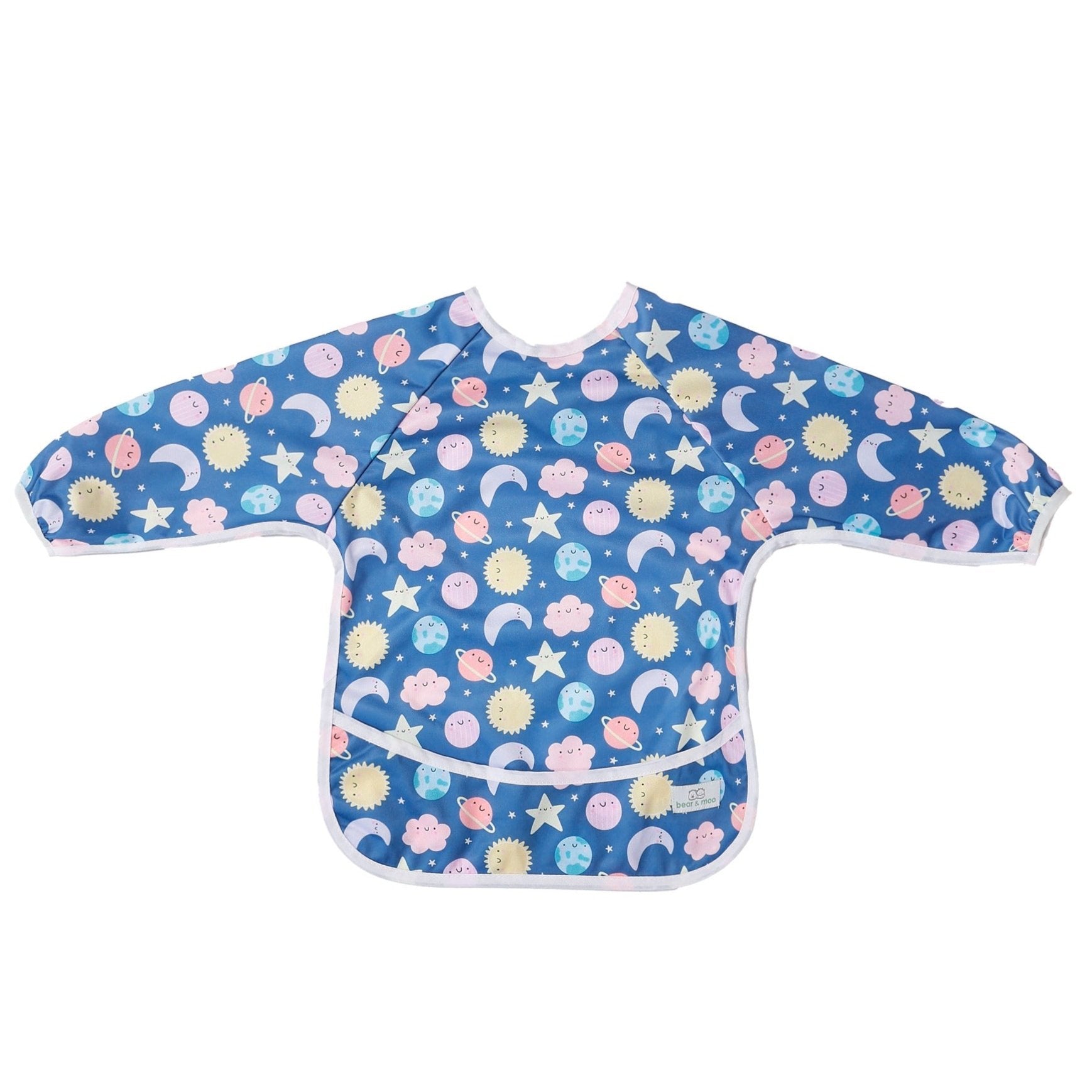 Sleeved Bib made with waterproof PUL material from Bear & Moo