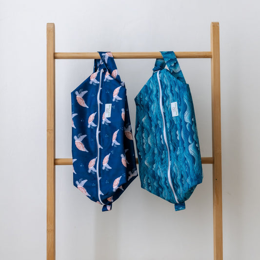 Bear & Moo Nappy Pod in Stormy Tide print