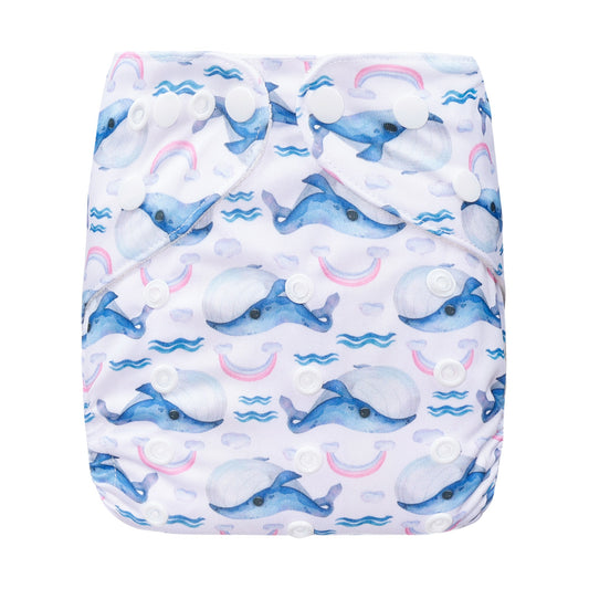 Bear & Moo Whale Wonder Reusable Cloth Nappy | One Size Fits Most