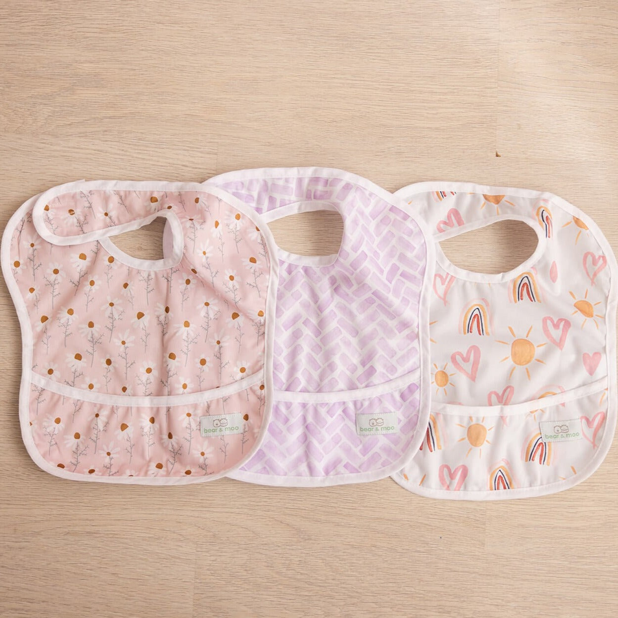 Bear & Moo Classic Bib | Herringbone Lilac