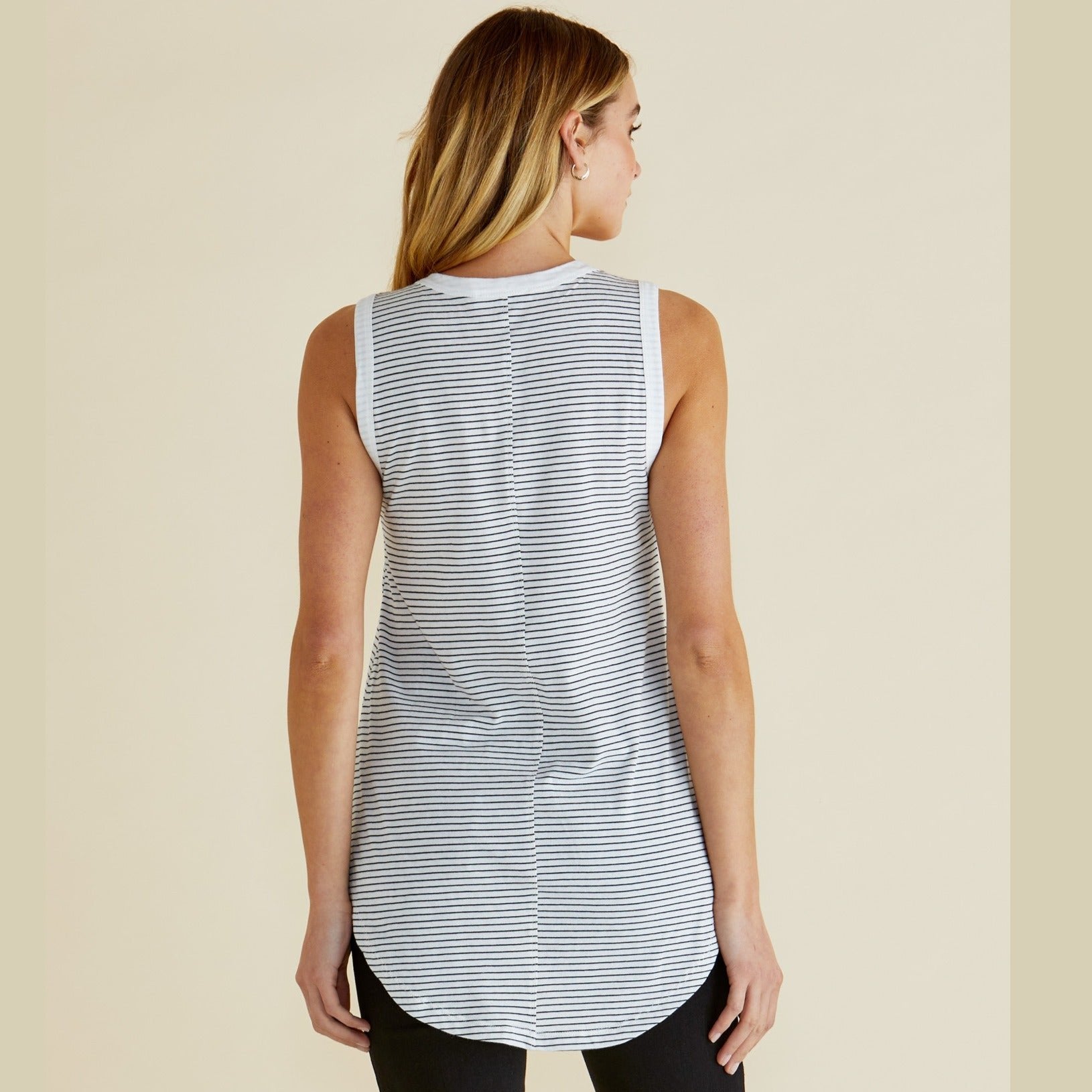 Keira Tank | Jet Black Stripe available at Bear & Moo