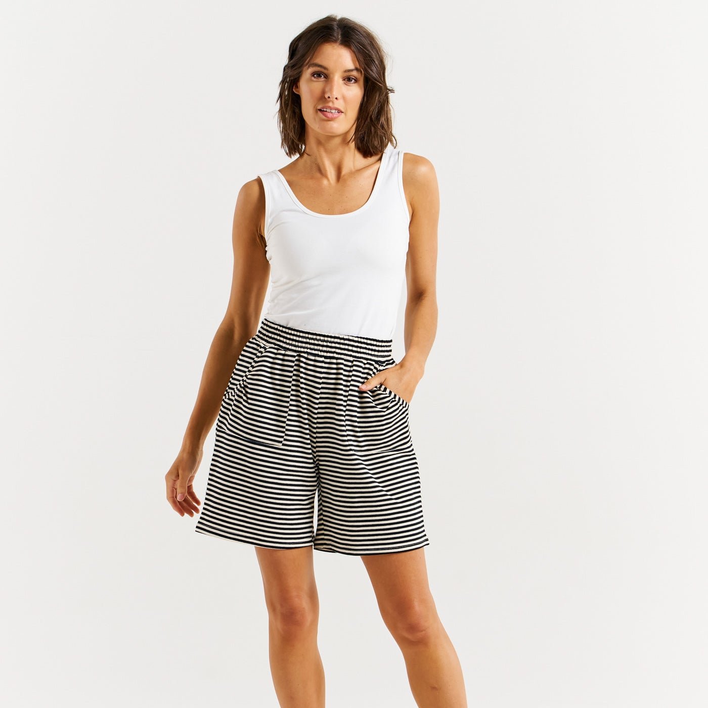 Betty Basics Harvard Short | Cream & Black Stripe available at Bear & Moo