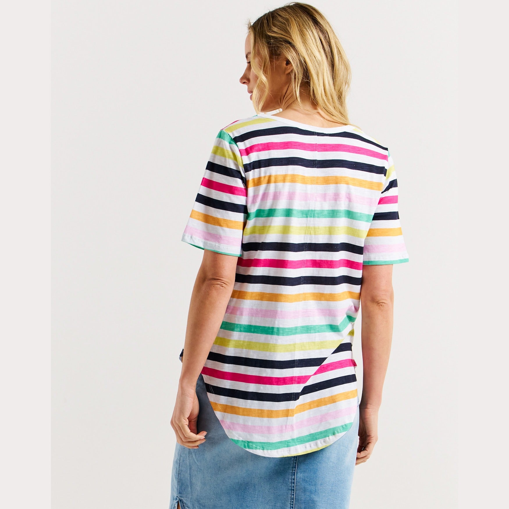 Betty Basics Ariana Tee | Rainbow Stripe available at Bear & Moo