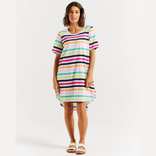 Betty Basics Nyree Dress | Rainbow Stripe available at Bear & Moo