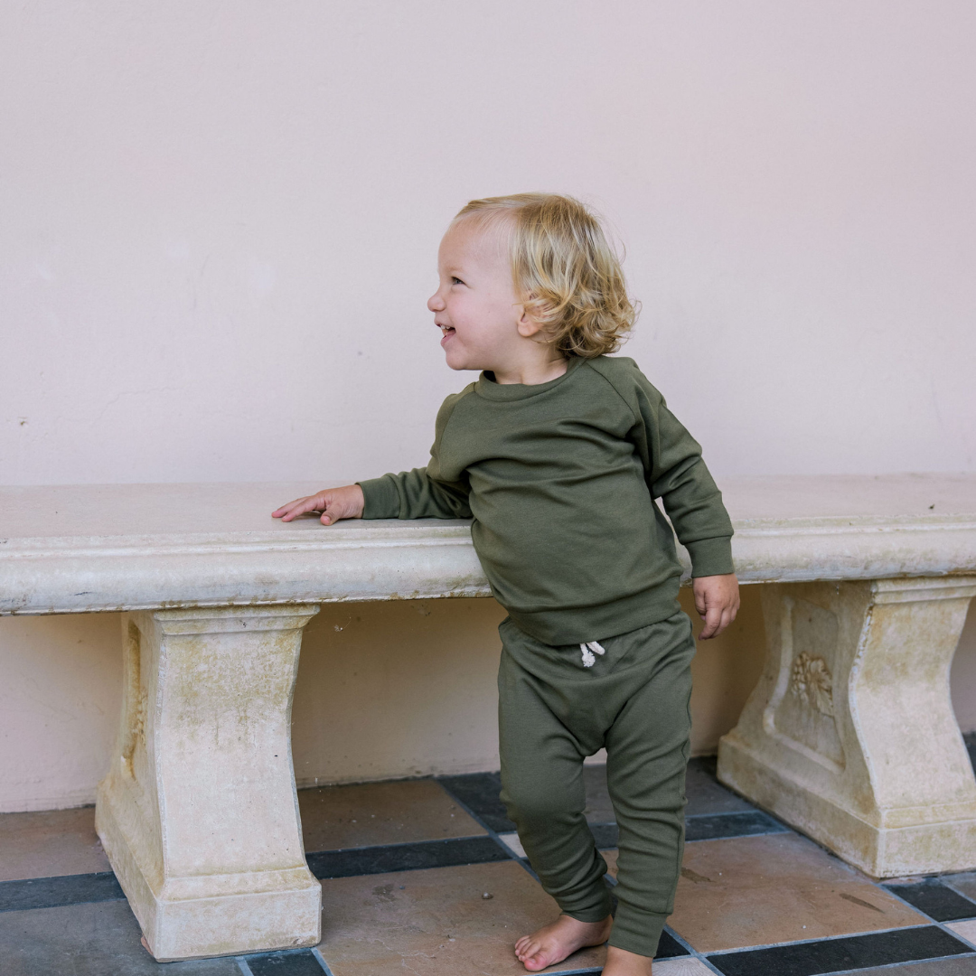 Hello Poppet Blake Pants in Olive from Bear & Moo